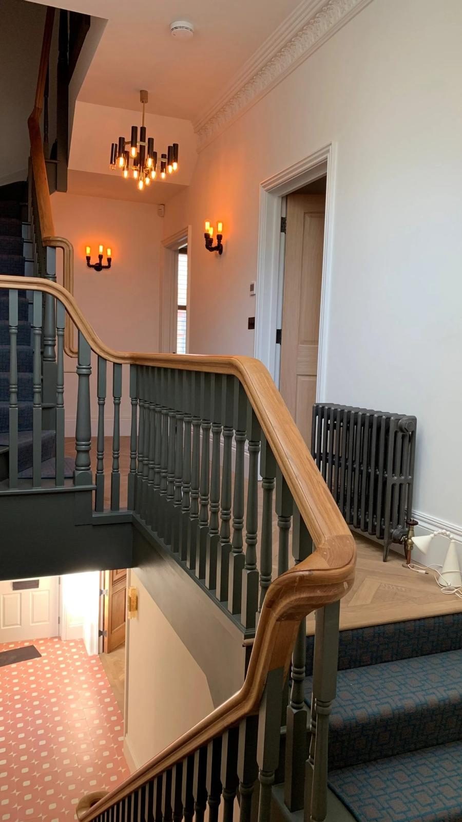 New oak handrail and painted spindles, run through every landing